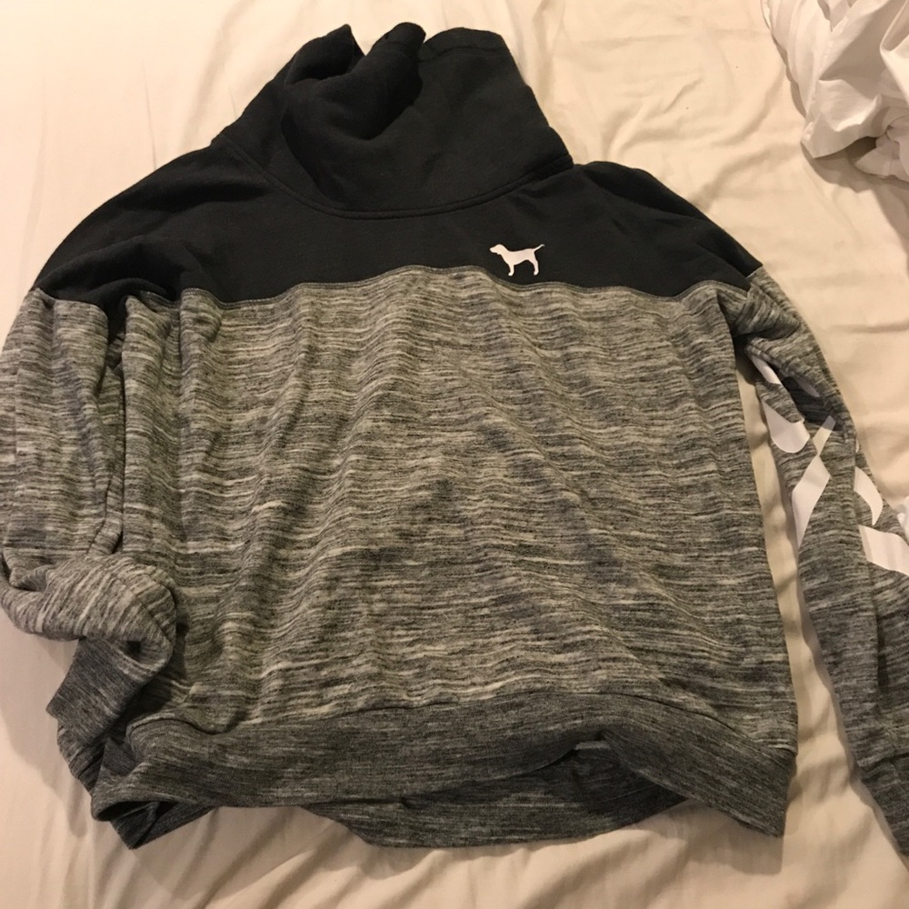 Two-toned grey hoodie- VS Pink